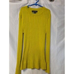 Banana Republic Bright Yellow Ribbed Crewneck Sweater Sz Small.